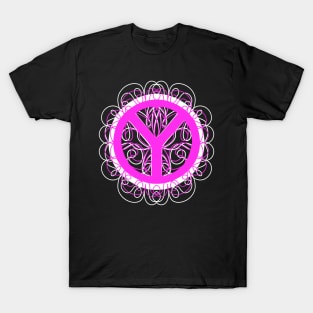 PEACE Sign Activist Pink And White T-Shirt